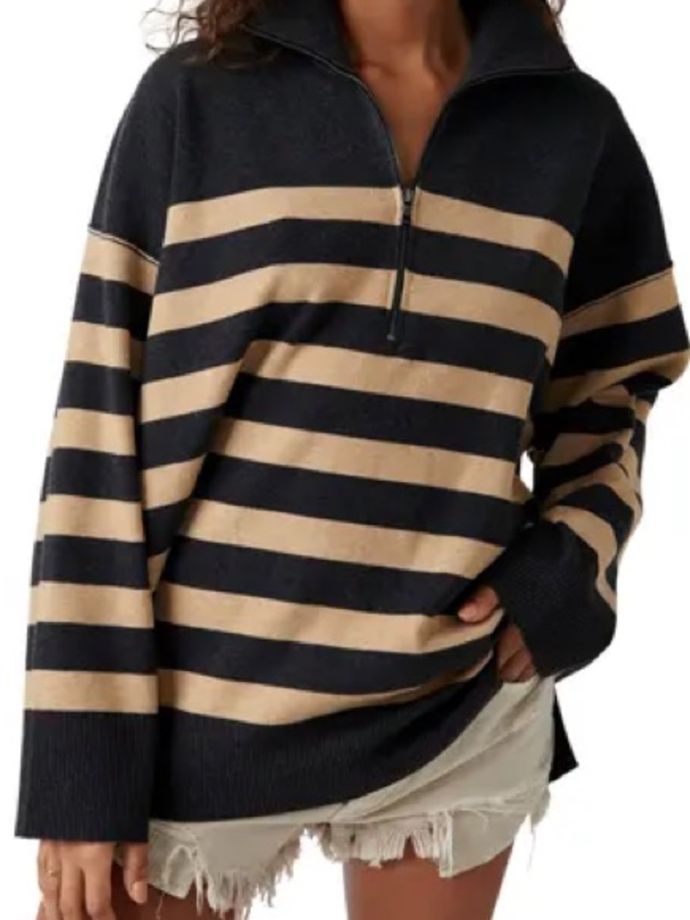 FreePeople Coastal Stripe Half-Zip Pullover